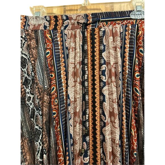 Floerns Women's Size XL Boho Elastic Waist Scarf Print Pleated Midi Skirt - Picture 3 of 9